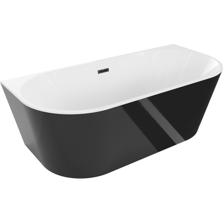 Mexen Oval Badewanne freistehend 150 x 75 cm, weiß/schwarz, mit schwarzem Überlauf - 52671507575-70