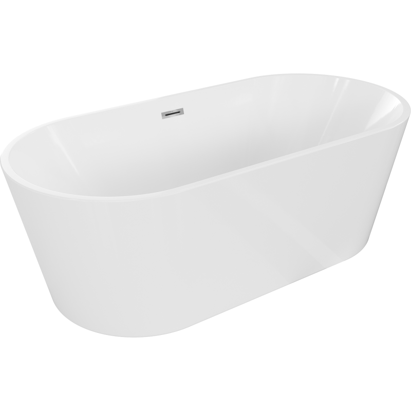 Mexen Luna freistehende Badewanne 150 x 75 cm, weiß, Chromüberlauf - 52031507500-01