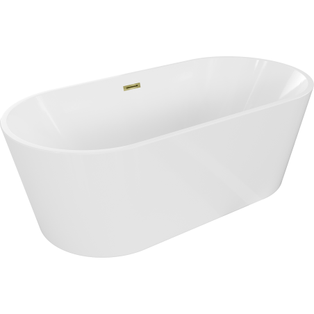 Mexen Luna freistehende Badewanne 150 x 75 cm, weiß, mit Überlauf in Gold - 52031507500-50