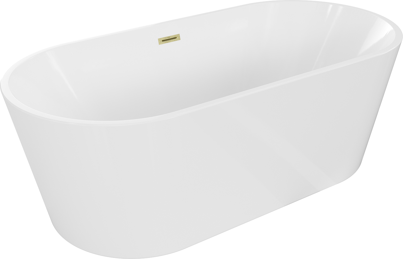 Mexen Luna freistehende Badewanne 150 x 75 cm, weiß, Abfluss mit gebürstetem Gold - 52031507500-55