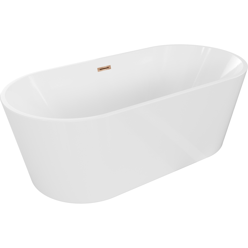 Mexen Luna freistehende Badewanne 150 x 75 cm, weiß, rosa Goldüberlauf - 52031507500-60