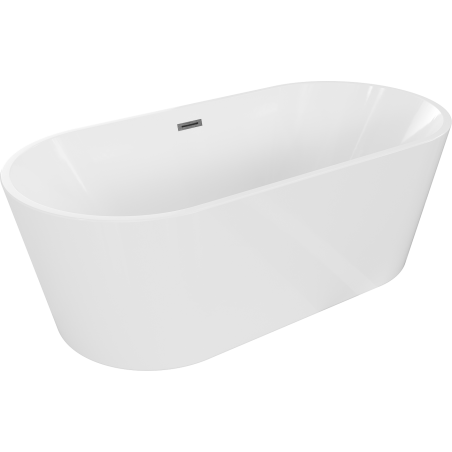 Mexen Luna freistehende Badewanne 150 x 75 cm, weiß, Überlauf gun gray gebürstet - 52031507500-66