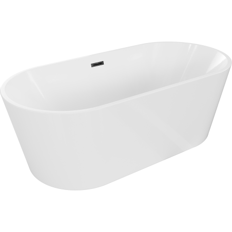 Mexen Luna freistehende Badewanne 150 x 75 cm, weiß, schwarzer Überlauf - 52031507500-70