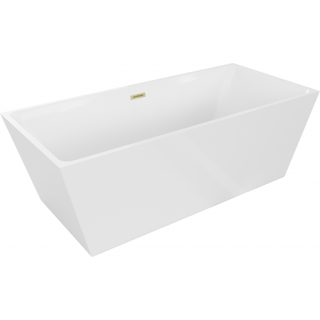 Mexen Lita freistehende Badewanne 170 x 75 cm, weiß, gebürsteter Goldüberlauf - 52121707500-55