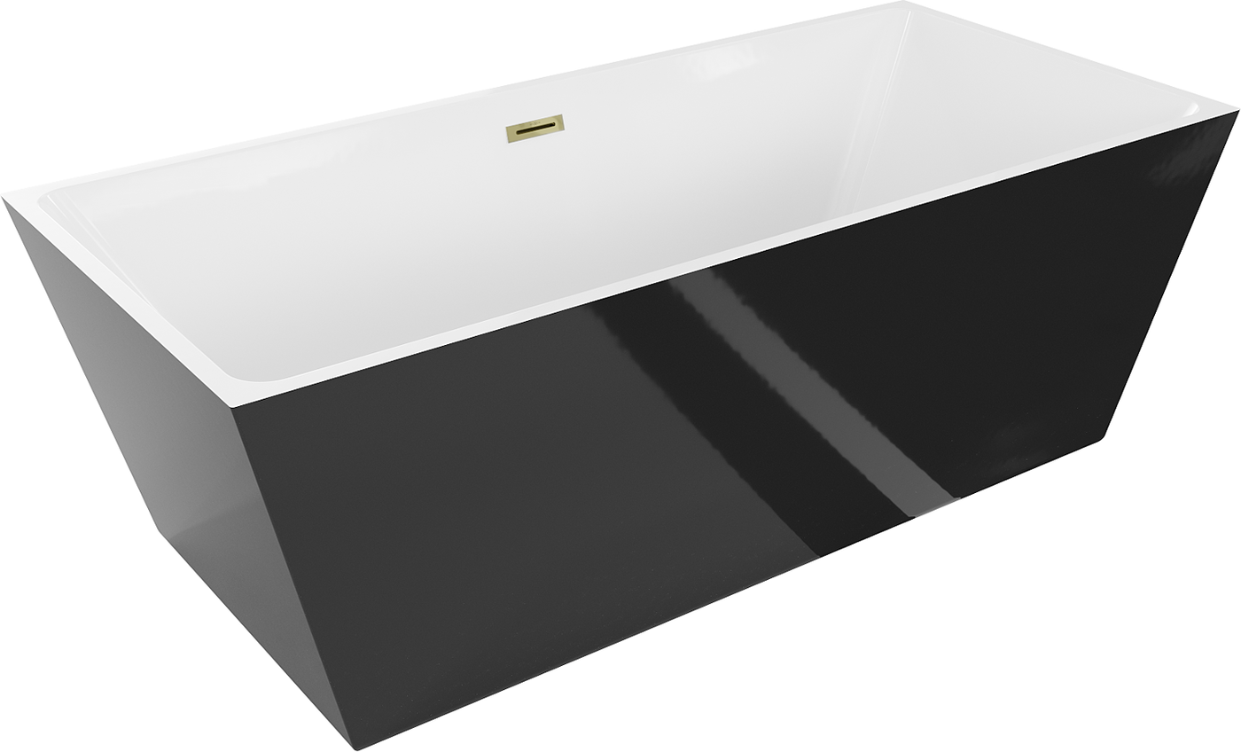 Mexen Lita freistehende Badewanne 170 x 75 cm, weiß/schwarz, Abfluss gold - 52121707575-50