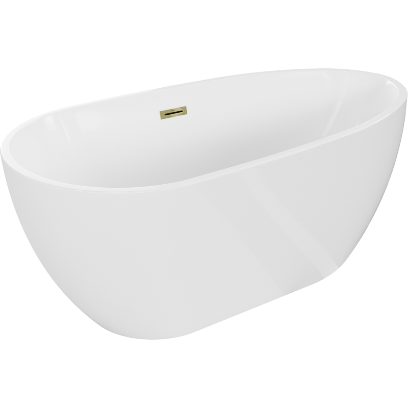 Mexen Eos freistehende Badewanne 150 x 75 cm, weiß, goldene Überlaufauslass - 52471507500-50