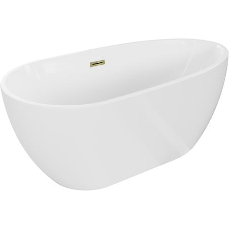 Mexen Eos freistehende Badewanne 150 x 75 cm, weiß, goldene Überlaufauslass - 52471507500-50