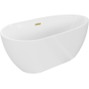 Mexen Eos freistehende Badewanne 170 x 75 cm, weiß, Überlauf mit gebürstetem Gold - 52471707500-55