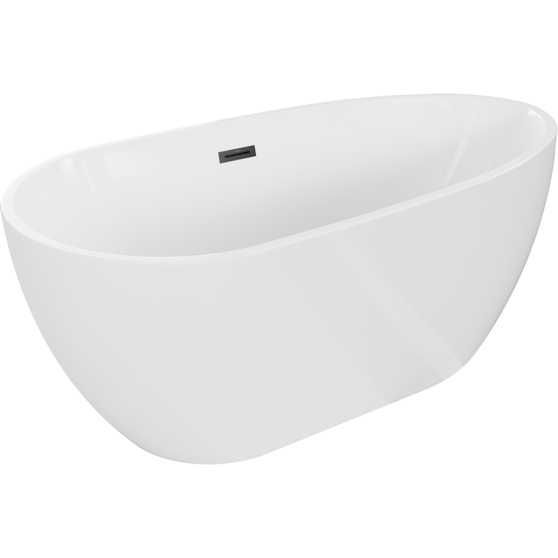 Mexen Eos freistehende Badewanne 150 x 75 cm, weiß, schwarze Überlauf - 52471507500-70