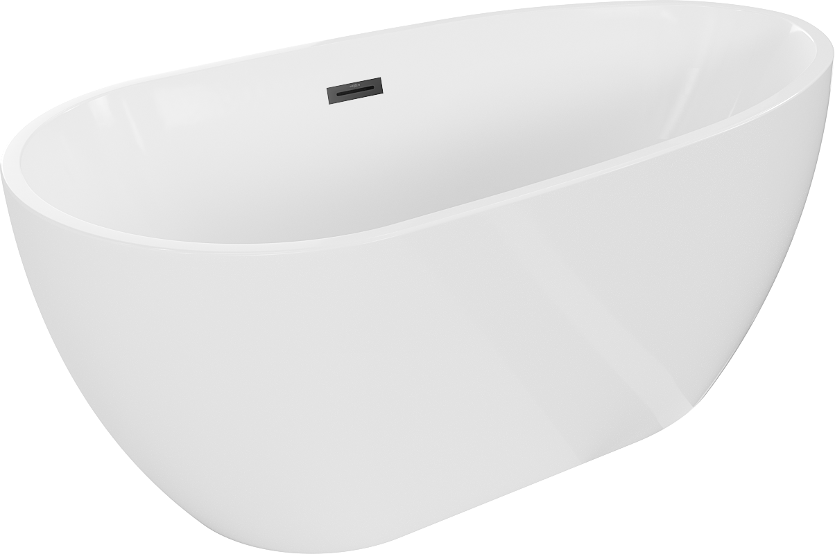 Mexen Eos freistehende Badewanne 150 x 75 cm, weiß, schwarze Überlauf - 52471507500-70