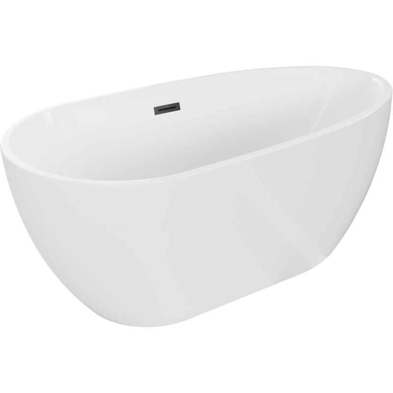 Mexen Eos freistehende Badewanne 170 x 75 cm, weiß, mit schwarzem Überlauf - 52471707500-70