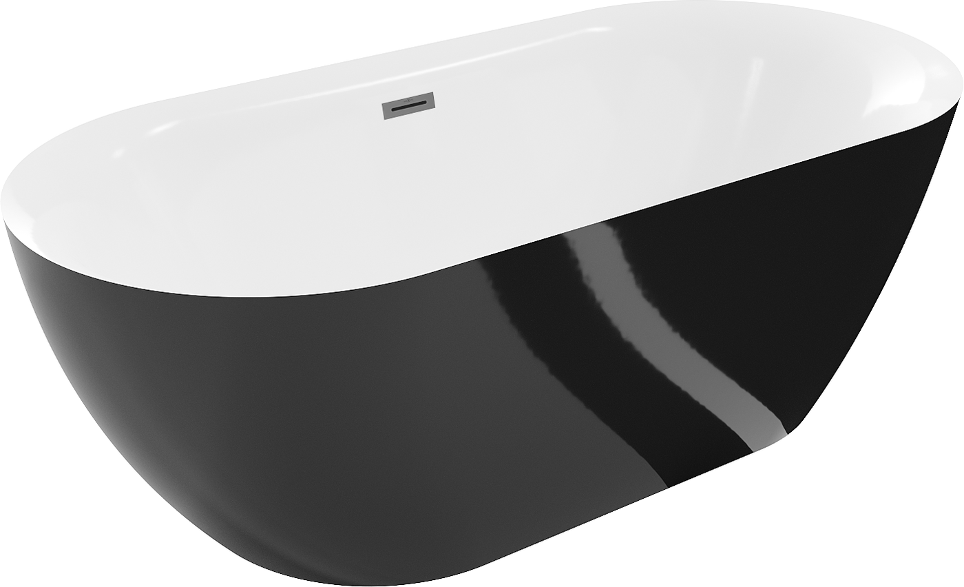 Mexen Roxy freistehende Badewanne 170 x 80 cm, weiß/schwarz, mit Überlauf in Gun Metal - 51201708075-95