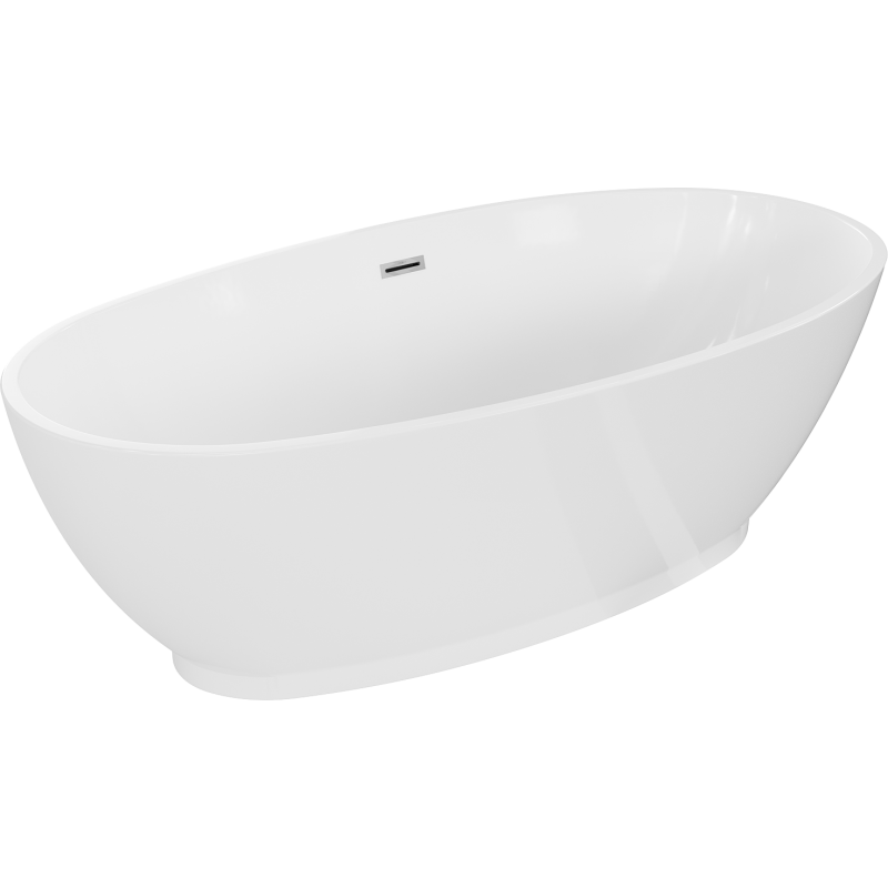 Mexen Bilbao freistehende Badewanne 180 x 90 cm, weiß, Überlauf chrom - 51311809000-01