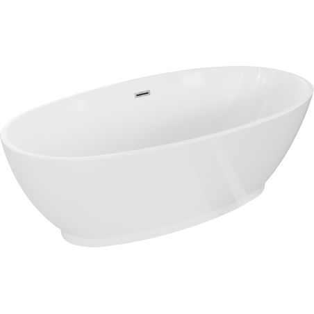 Mexen Bilbao freistehende Badewanne 180 x 90 cm, weiß, Überlauf chrom - 51311809000-01