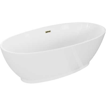 Mexen Bilbao freistehende Badewanne 180 x 90 cm, weiß, Überlauf gold - 51311809000-50