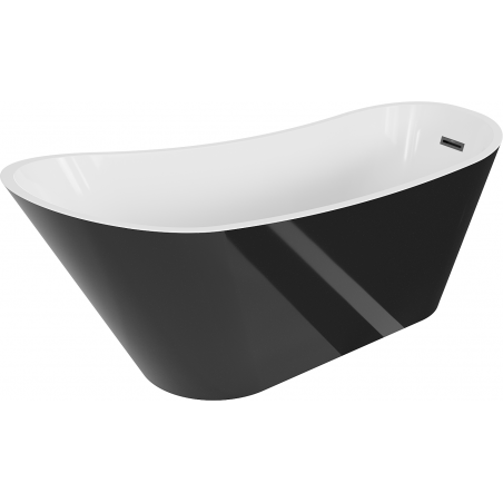 Mexen Alta freistehende Badewanne 170 x 75 cm, weiß/schwarz, Ablass schwarz - 52141707575-70