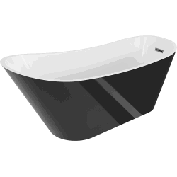 Mexen Alta freistehende Badewanne 170 x 75 cm, weiß/schwarz, Überlauf Gun Metal - 52141707575-95