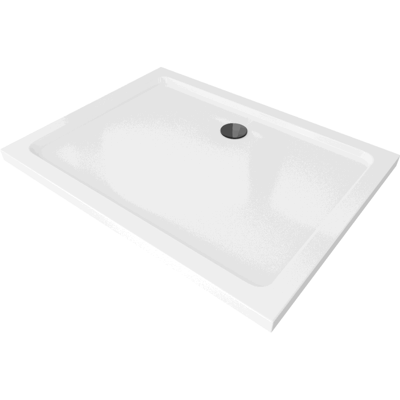 Mexen Flat rechteckige Duschwanne slim 120 x 100 cm, Weiß, Siphon Schwarz - 40101012B