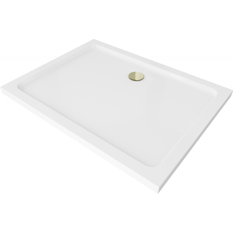 Mexen Flat rechteckige Duschwanne slim 120 x 100 cm, Weiß, Siphon Gold - 40101012G