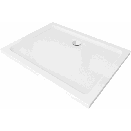 Mexen Flat rechteckiger Slim Duschwanne 130 x 100 cm, weiß, Chrom-Siphon - 40101013