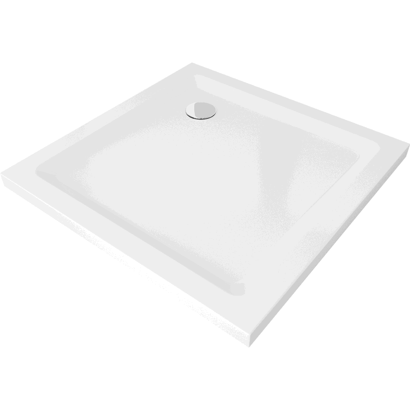 Mexen Flat Quadratische Duschwanne slim 100 x 100 cm, Weiß, Siphon Chrom - 40101010