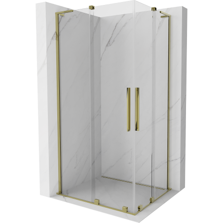 Mexen Velar L Duo Duschkabine Schiebetür 100 x 90 cm, transparent, gold - 871-100-090-02-03-50