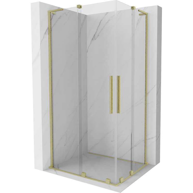 Mexen Velar L Duo Duschkabine, 90 x 80 cm, transparent, gebürstetes Gold - 871-090-080-02-03-55