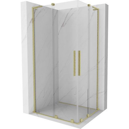 Mexen Velar L Duo Duschkabine, 90 x 80 cm, transparent, gebürstetes Gold - 871-090-080-02-03-55