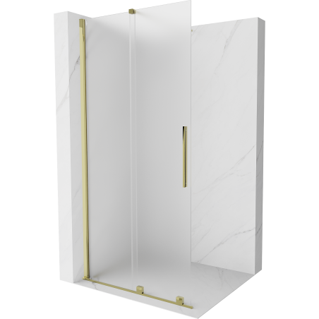 Mexen Velar Duschwand Walk-in 100 x 200 cm, satiniert 8 mm, gold - 871-100-000-33-50