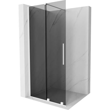 Mexen Velar Dusche Wand beweglich Walk-in 70 x 200 cm, grafit 8 mm, weiß - 871-070-000-43-20