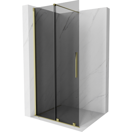 Mexen Velar Duschwand Schiebefunktion Walk-in 70 x 200 cm, graphit 8 mm, gold - 871-070-000-43-50