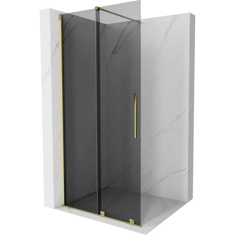 Mexen Velar Duschwand begehbar 75 x 200 cm, graues 8 mm Glas, gold - 871-075-000-43-50