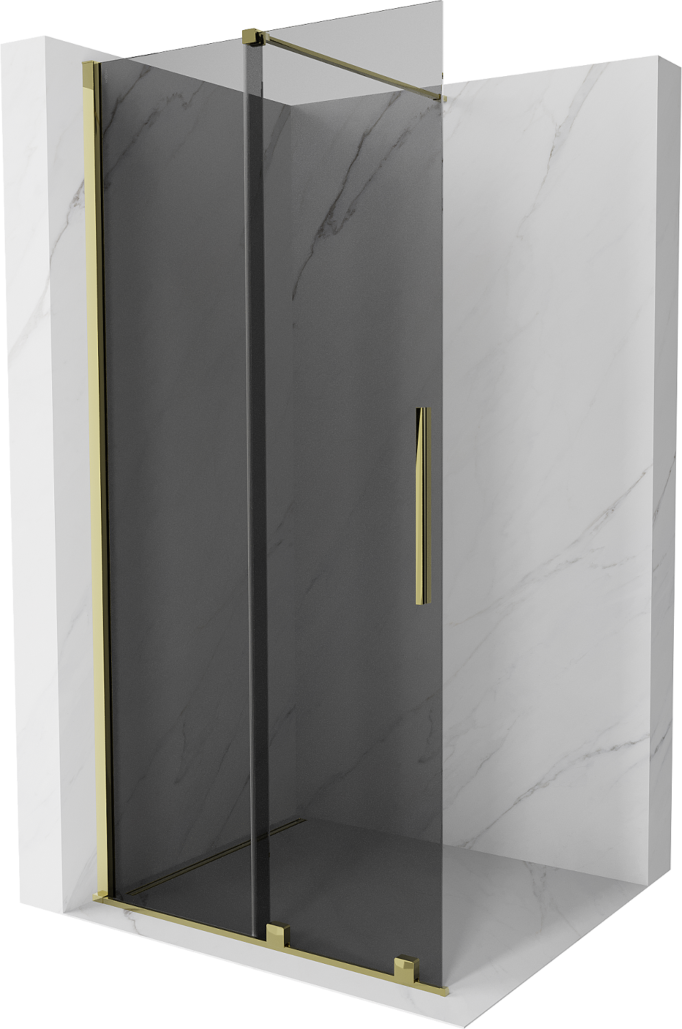 Mexen Velar Duschwand schiebbar Walk-in 85 x 200 cm, grafit 8 mm, gold - 871-085-000-43-50