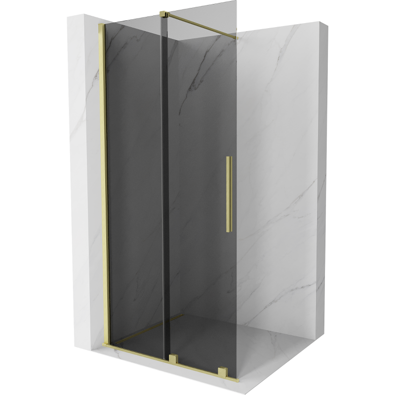 Mexen Velar Duschabtrennung verschiebbar Walk-in 70 x 200 cm, graphit 8 mm, gebürstetes Gold - 871-070-000-43-55