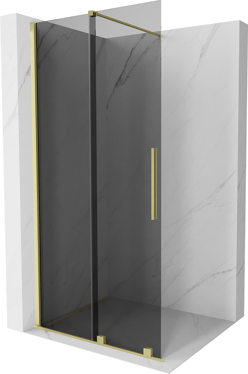 Mexen Velar Duschabtrennung verschiebbar Walk-in 70 x 200 cm, graphit 8 mm, gebürstetes Gold - 871-070-000-43-55