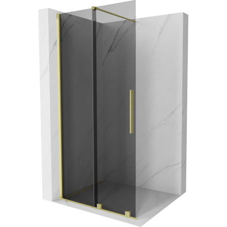 Mexen Velar Duschwand verschiebbar Walk-in 75 x 200 cm, graphit 8 mm, gebürstetes Gold - 871-075-000-43-55