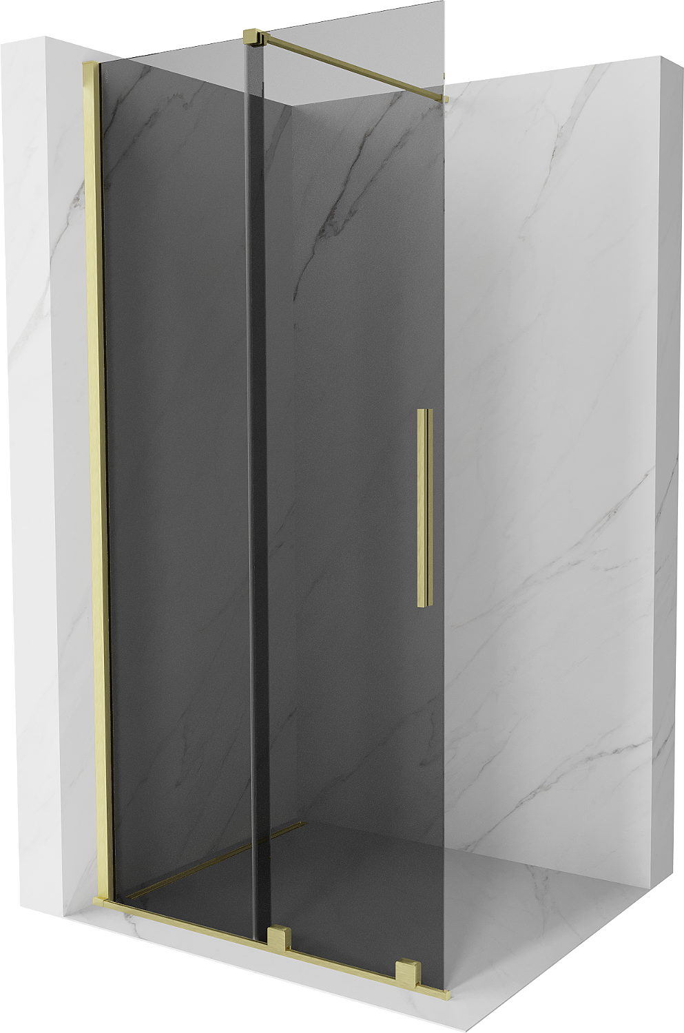 Mexen Velar Duschwand verschiebbar Walk-in 75 x 200 cm, graphit 8 mm, gebürstetes Gold - 871-075-000-43-55