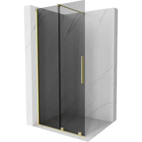 Mexen Velar Dusche Wandverkleidung Schiebewand Walk-in 85 x 200 cm, grafit 8 mm, gebürstetes Gold - 871-085-000-43-55