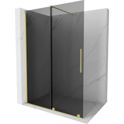 Mexen Velar Dusche Wand Faltablage Walk-in 150 x 200 cm, grafit 8 mm, gebürstetes Gold - 871-150-000-43-55