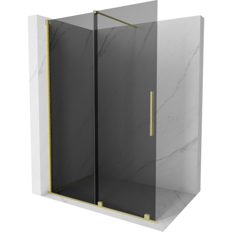 Mexen Velar Dusche Wand Faltablage Walk-in 150 x 200 cm, grafit 8 mm, gebürstetes Gold - 871-150-000-43-55