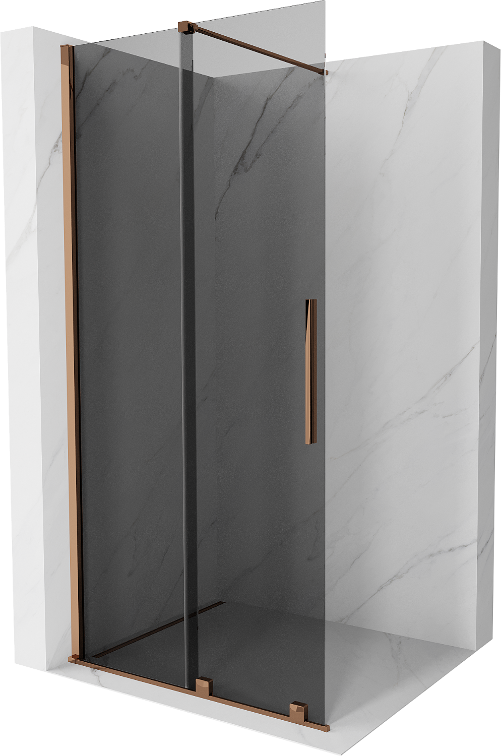 Mexen Velar Duschwand Walk-in 80 x 200 cm, grafit 8 mm, roségold - 871-080-000-43-60