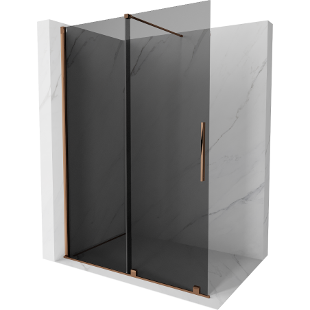 Mexen Velar Duschtür Walk-in 130 x 200 cm, graphit 8 mm, rose-gold - 871-130-000-43-60