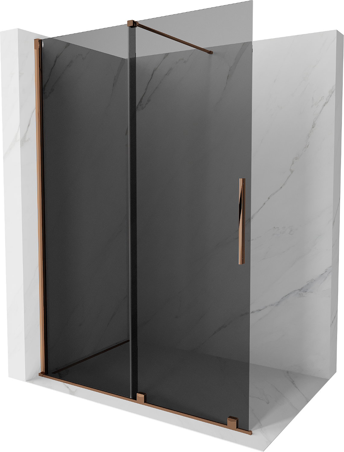 Mexen Velar Walk-in Duschwand 150 x 200 cm, graphit 8 mm, roségold - 871-150-000-43-60