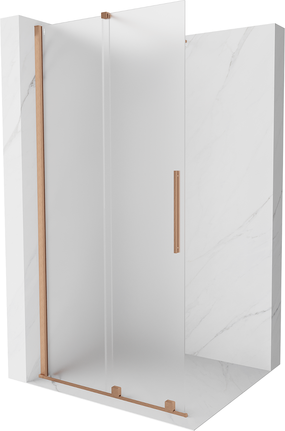 Mexen Velar Duschwand schwenkbar Walk-in 90 x 200 cm, satiniert 8 mm, gebürstetes Messing - 871-090-000-33-65