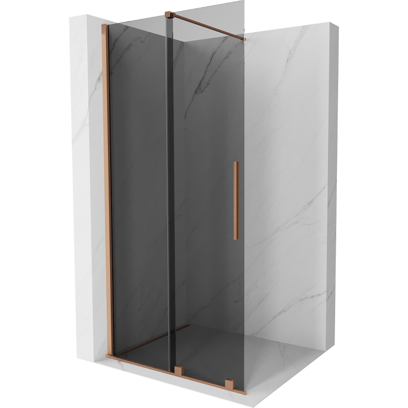 Mexen Velar Walk-in-Dusche 110 x 200 cm, grafit 8 mm, gebürstetes Messing - 871-110-000-43-65