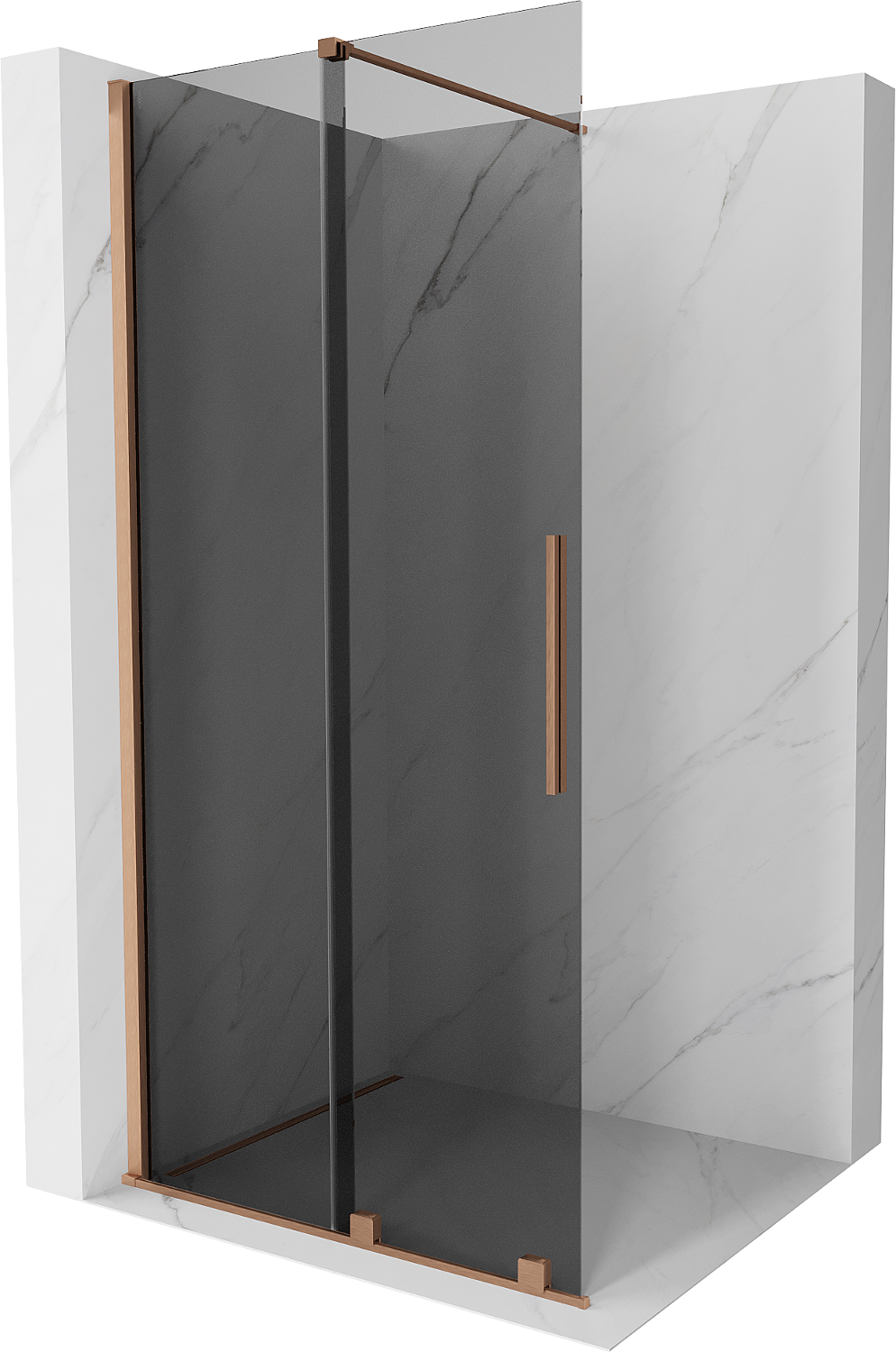 Mexen Velar Walk-in-Dusche 110 x 200 cm, grafit 8 mm, gebürstetes Messing - 871-110-000-43-65