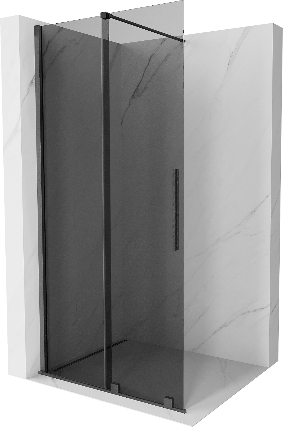 Mexen Velar Duschwand verschiebbar Walk-in 85 x 200 cm, graphit 8 mm, gebürstet gun gray - 871-085-000-43-66