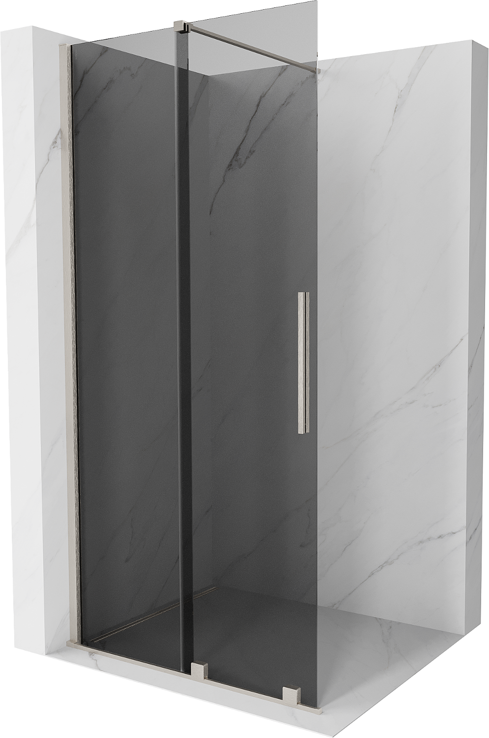 Mexen Velar Walk-in Duschwand 120 x 200 cm, grafit 8 mm, gebürstetes Nickel - 871-120-000-43-97