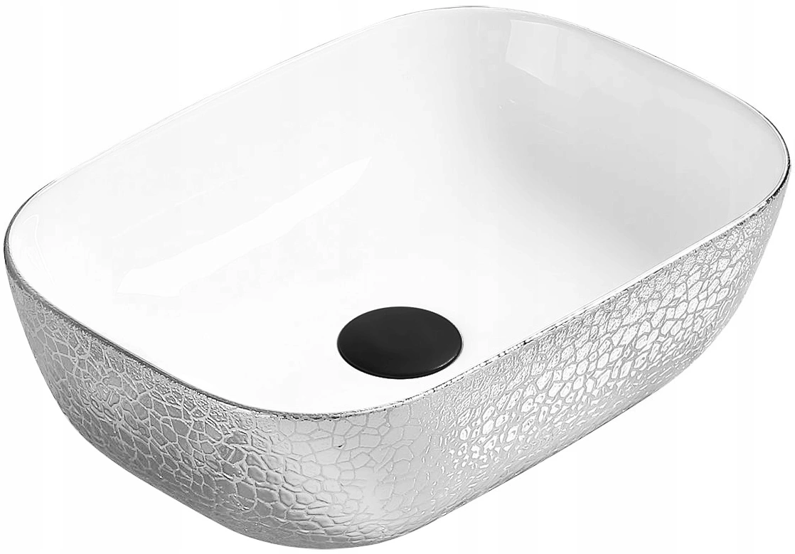 Mexen Rita Aufsatzwaschbecken 45 x 32 cm, Weiß/Silber - 21084555