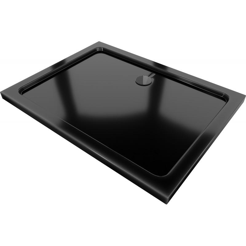 Mexen Flat rechteckige Duschwanne slim 80 x 70 cm, Schwarz, Siphon Schwarz - 40707080B